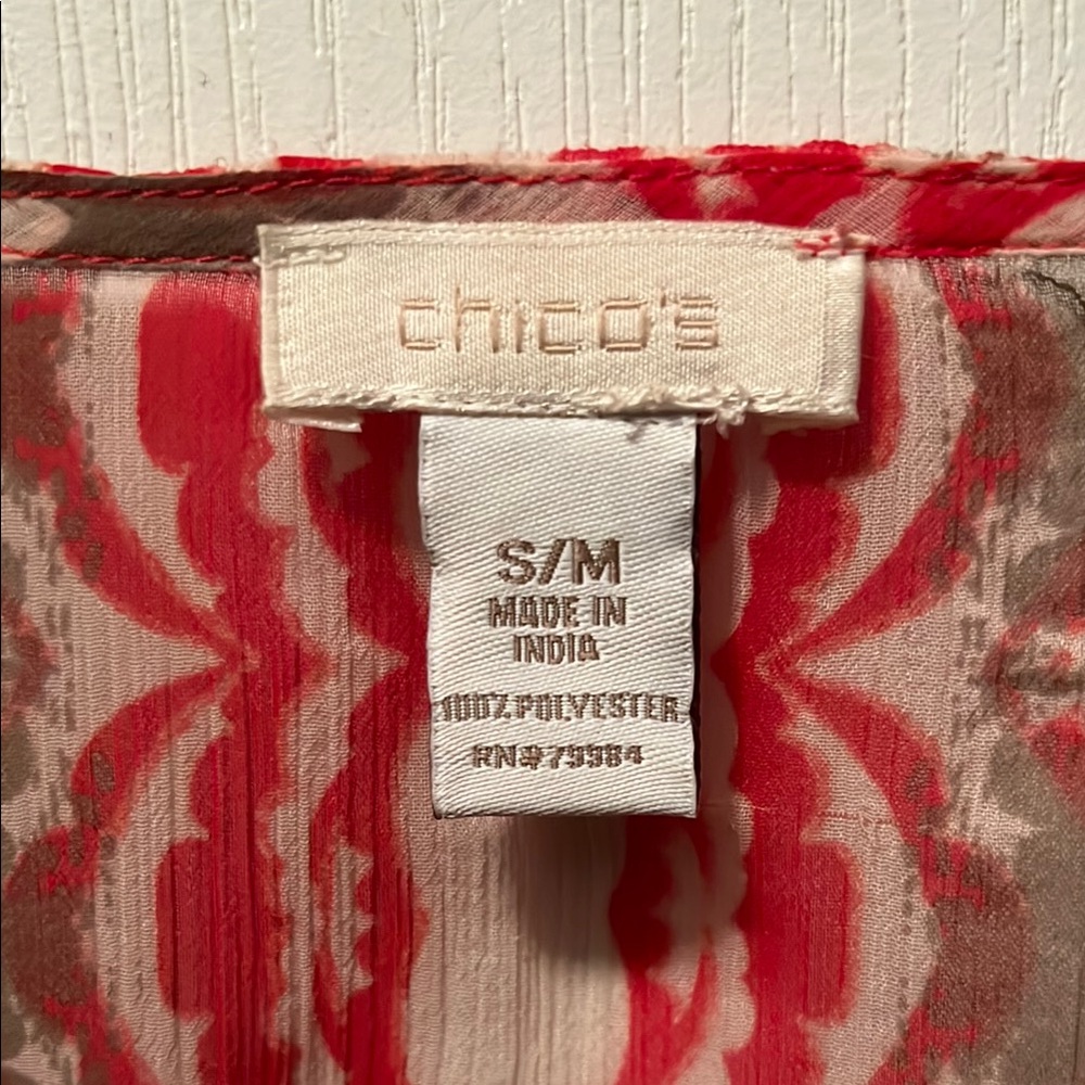 Chico's Red And Brown Patterned Tunic - image 2